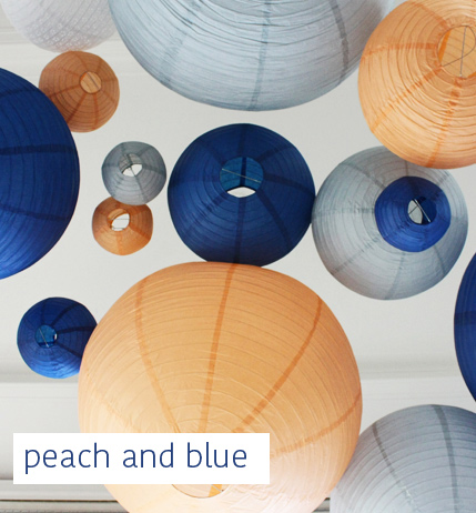 peach and blue wedding decor