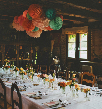 Lanterne mariage: décor de table des mariés